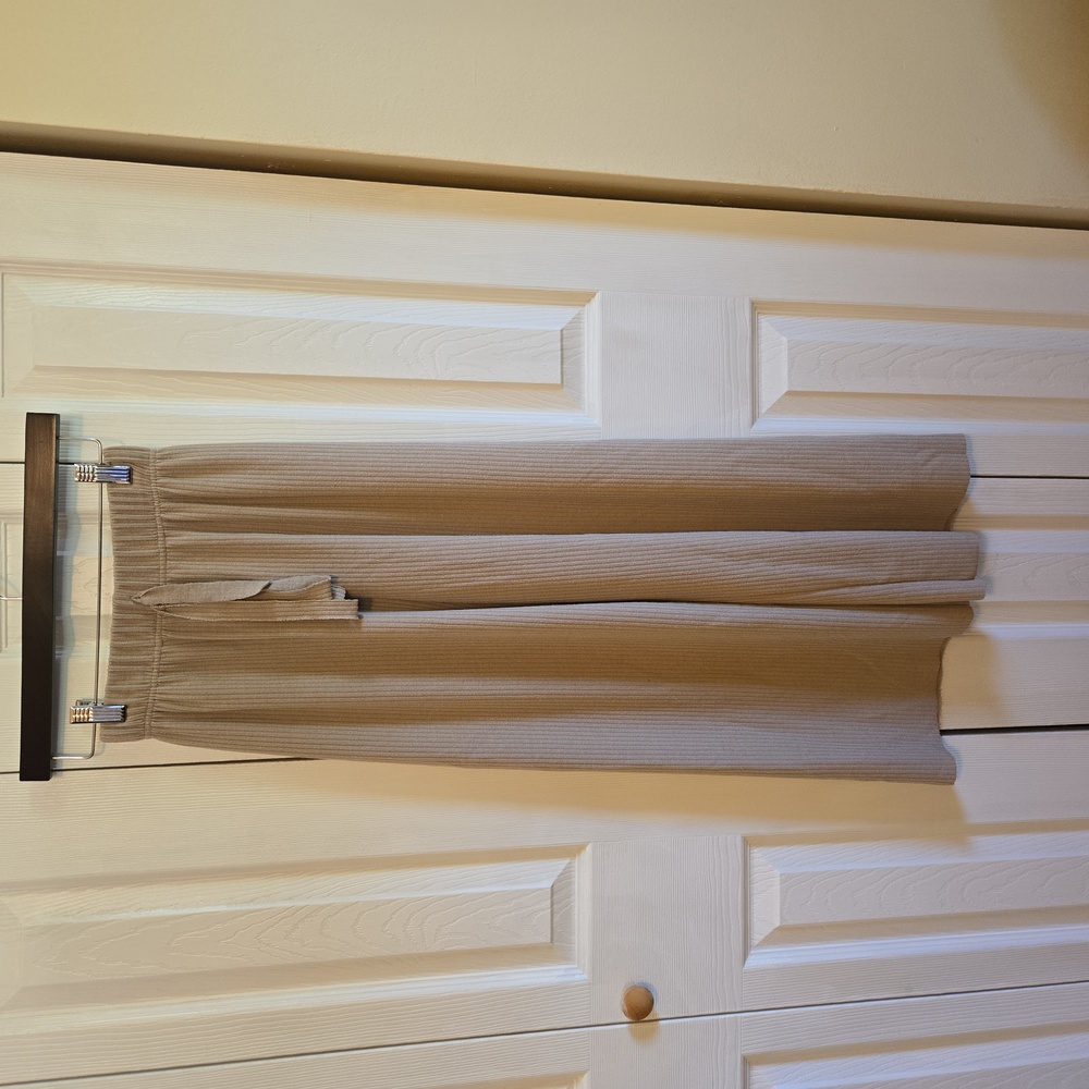 Beige Wide-Leg Knit Pants